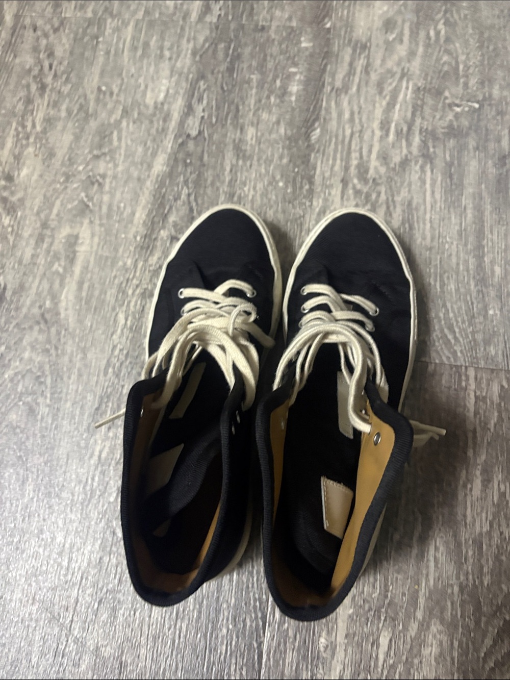 Common Projects Black Lace-Up High-Top Boots with Cream Laces
